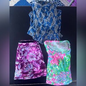 Lilly Pulitzer Girls Medium Bundle - 2 dresses and skirt